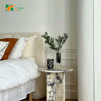 Table d'appoint de luxe en marbre Calacatta, table de chevet, table d'appoint de canapé en marbre pour appartement, villa, chambre à coucher, salon