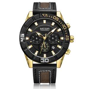 MEGIR 2066G Orologio Classico Elegante Personalizzabile Vendita all'Ingrosso Nuova Collezione <span class=keywords><strong>Orologi</strong></span> al Quarzo da <span class=keywords><strong>Uomo</strong></span> con Cinturino <span class=keywords><strong>in</strong></span> Vera Pelle - Product Image 3