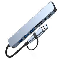 Base de Conexión USB a Tipo C 8 en 1, Expansor Multifuncional de Alta Velocidad para Lector de Tarjetas TF SD, Divisor PD para Laptop