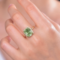 Bague en argent sterling 925 Kirin avec pierre verte, plaqué rhodium, zircon central, OEM ODM