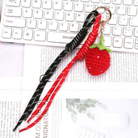 Mode gebreid garen gehaakt gevlochten touw fruit sleutelhanger kleurrijke knoop touw hanger tas decoratie fruit accessoire cadeau