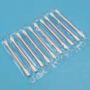 Individual Wrapped Pink Paper Stick Round And Spiral Qtips Cotton Swab For Makeup Removing