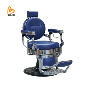 BOLAIQI Mobilier de salon de coiffure moderne Chaise de salon réglable Chaise de barbier inclinable bleue pour hommes - Product Image 1