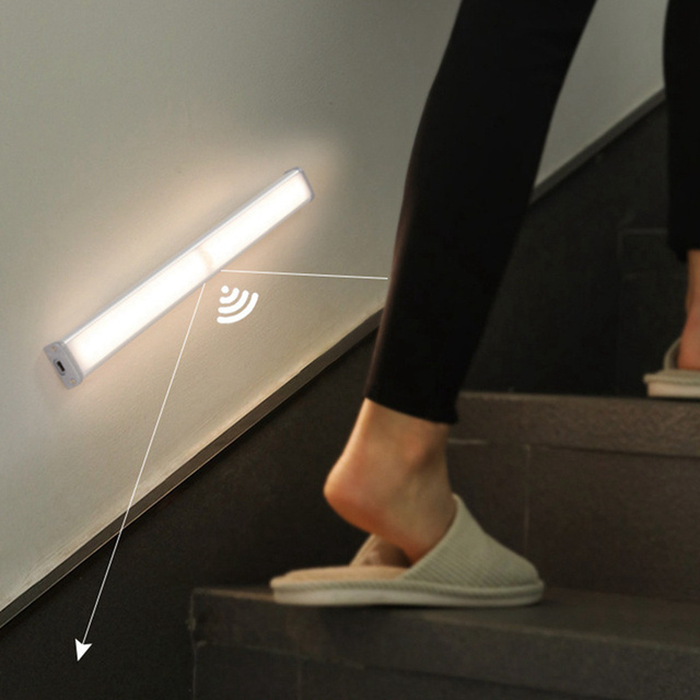 10cm Smart Motion Sensor LED Night Light Bedside Lamp Wireless Dimming USB Charging Night Lamps Bedroom Cabinet Kitchen Lighting