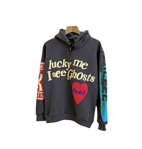 Demanding Article Customized Pattern Letter Kanye Lucky Me <strong>I</strong> <strong>See</strong> <strong>Ghosts</strong> <strong>Hoodie</strong> Heavyweight Hip Hop Fleece Sweatshirts Pocket - Product Image 1