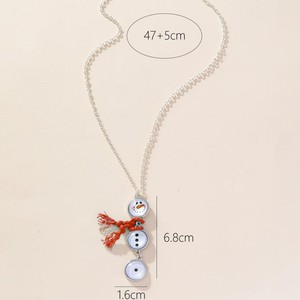 Cute Cartoon Snowman Button Pendant Necklace Zinc Alloy Blue <b>Red</b> <b>Scarf</b> Christmas Winter Gift Jewelry - Product Image 3