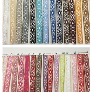Cinta de jacquard de seda dorada con diseño de espiga en forma de diamante de 1.2 cm, inspirada en estilos étnicos, accesorios DIY para bordes de abanicos Han - Product Image 3