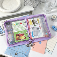 Lot de 10 classeurs A6 à fermeture éclair, couverture PVC transparente à 6 anneaux, rechargeable, pour carnet, photocard et agenda