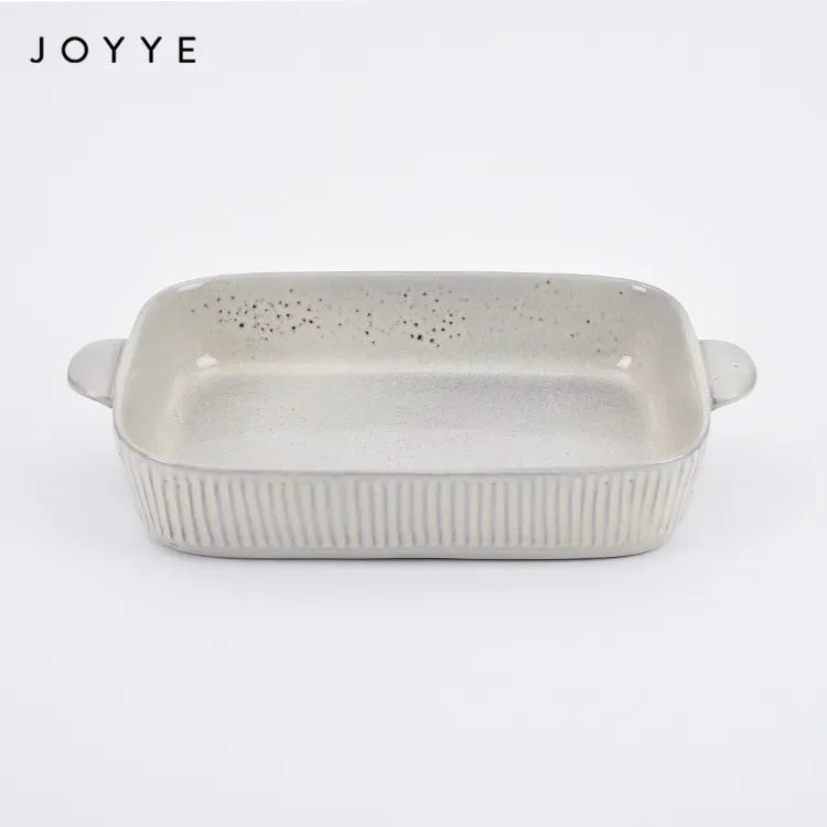 Joyye घर Bakeware उत्पादों प्रतिक्रियाशील शीशे का आवरण सिरेमिक Bakeware बेकिंग पैन ओवन पकवान ग्रे, नॉर्डिक वेयर ओवन सुरक्षित