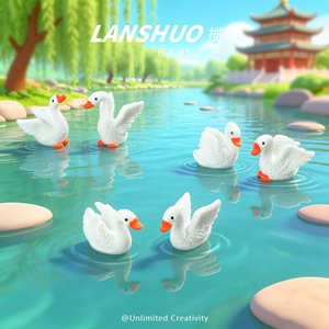 Muñecos de cisne Lanshuo, figuras en miniatura, decoraciones artísticas para paisajes, decoración del hogar DIY. - Product Image 1