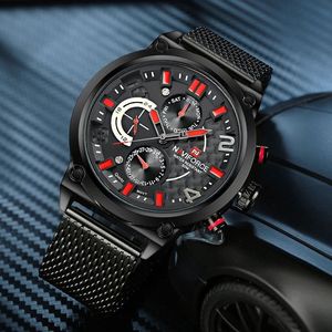 Montres pour hommes NAVIFORCE 9068, quartz de luxe, acier inoxydable, bracelet en maille, chronographe étanche, montre-bracelet pour homme, multifonction, Reloj - Product Image 3
