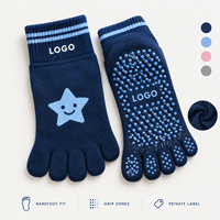 Chaussettes de yoga à cinq orteils, souples, avec grip, motif élargi, logo, format d'emballage, échantillon, avis
