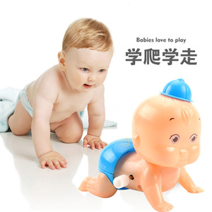 Muñeca de cuerda para bebés de 0 a 24 meses, juguete educativo unisex con diseño de sombrero azul y pañal. - Product Image 1