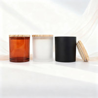 Bocaux en verre vides pour bougies de 8oz, 10oz, 12oz, qualité supérieure, avec logo personnalisé, couvercle en bois et emballage en boîtes. Recipient Velas.