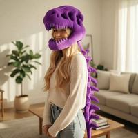 En gros, Coiffe en peluche Tête de dinosaure, 2 tailles, Accessoire de costume de cosplay d'Halloween, Jouet souvenir de parc à dinosaures
