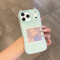 Étui mignon avec oreilles de chat 3D, coque de protection antichoc en silicone mat bicolore effet peau, couleur macaron, pour iPhone 17 Pro Max