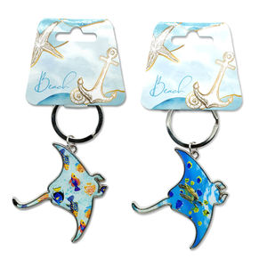 Individuelles Logo Metall Malediven Schlüsselanhänger Ozean Strand Aquarium Mantarochen Souvenir Malediven Schlüsselkette - Product Image 1