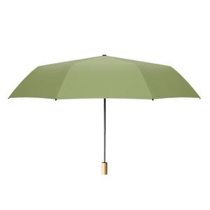 Custom Logo Business Gift Advertising Wooden Handle Black Sun Three-<b>Fold</b> Sun Anti-Ultraviolet Rain Umbrella - Product Image 1