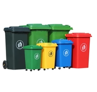 Poubelle extérieure en plastique de 50 L, poubelle sanitaire classifiée, conteneur à déchets, poubelle avec roues