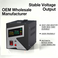 Régulateurs de tension stabilisateurs 1000VA 220V AC monophasé, régulateur automatique avec écran LCD, résistant à la chaleur et à l'humidité, pour générateur, maison et atelier