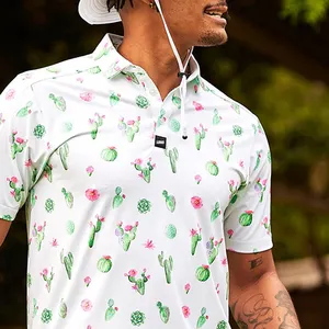 Oem Custom Logo Bedrukt Gesublimeerd Gebloemd Golfpoloshirt Custom Poloshirts Voor Mannen