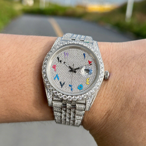 Reloj de Pulsera 360 Blinding Fashion Bust con Caja de Cristal de Zafiro Completamente Adornada, Correa de Diamantes Mecánica, Esfera Clásica con Fecha, Ideal para la Alfombra Roja - Product Image 5