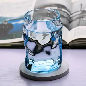 Creative Wave Transparent Blue Glass Household Heat Resistant Water Cup