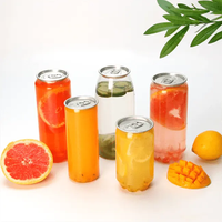 Canette en plastique PET de 500 ml (16 oz) avec couvercle en aluminium, jetable, écologique, pour jus et boissons gazeuses