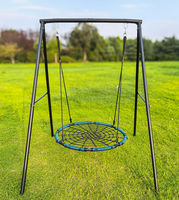 Ensemble de balançoire nid d'abeille moderne en métal pour extérieur avec support en acier, balançoire ronde pour cour