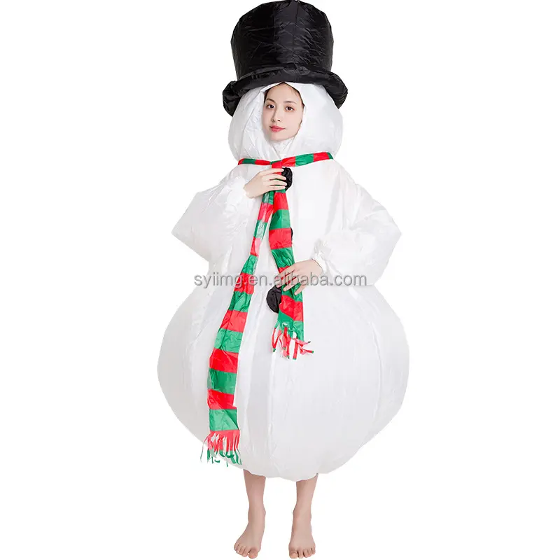 Schneemann aufblasbares Kostüm Fat Holiday Party Riesiges aufblasbares Kostüm Halloween Kostüme Fett Cosplay Weiß Blow Up Anzug