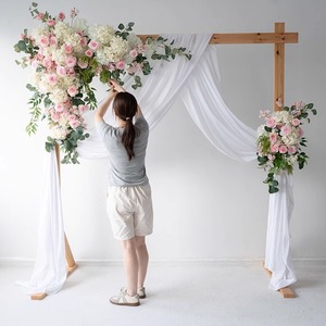 ซุ้มแต่งงาน LANJO ประดับดอกไม้สีชมพูขาว ดอกไม้ประดิษฐ์สำหรับตกแต่งฉากหลังพิธี - Product Image 3