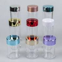 Bocaux en plastique PS transparents à large ouverture, couleur personnalisée, pour médicaments, pilules, capsules, compléments alimentaires, emballage