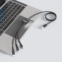 Kabel USB Tuti 3A 1.2m 3 in 1 Kabel Pengisian Cepat Nylon Barid USB a ke Type-C, Kabel Micro USB sebagai Hadiah Kabel Pengisian untuk Ponsel