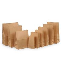 Sacs en papier kraft brun imprimés avec logo OEM, sacs écologiques pour la restauration à emporter, emballage avec poignées torsadées en ruban, recyclés, commerciaux