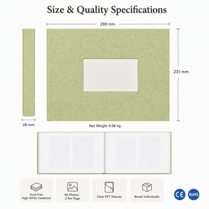 <span class=keywords><strong>Album</strong></span> <span class=keywords><strong>photo</strong></span> en lin pour 40 photos, fenêtre carrée, pochettes PET pour impressions verticales de 6 pouces, taille personnalisée, décoration intérieure - Product Image 2