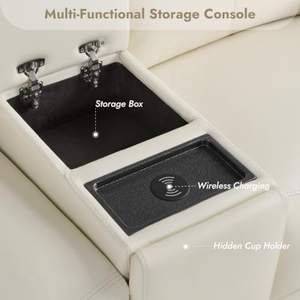 <span class=keywords><strong>Canapé</strong></span> inclinable <span class=keywords><strong>électrique</strong></span> 3 places en cuir véritable avec console de rangement, appuie-tête <span class=keywords><strong>électrique</strong></span> et ports USB - Product Image 6