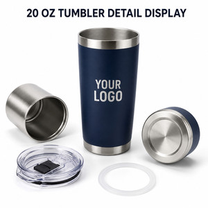 Custom Logo 20oz Stainless Steel Tumbler <b>Double</b> <b>Wall</b> Vacuum Insulated Travel Mug <b>Coffee</b> <b>Cup</b> with Lid and Straw Business Gift - Product Image 2