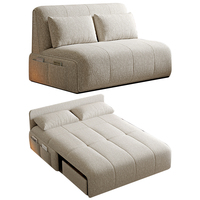 Canapé-lit moderne double usage, inclinable, extensible et pliable, multifonctionnel avec rangement, en métal et tissu, idéal pour petits salons et hôpitaux