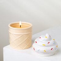 Yuanwang – Nouveau Pot à Bougie en Céramique Vide en Forme de Crème Glacée de Noël, Contenant Mignon pour Desserts, Vases à Bougies Uniques et Personnalisés