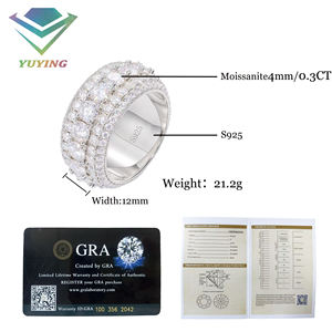 Hiphop <span class=keywords><strong>ring</strong></span> van 925 zilver met moissanite diamanten, verguld met 18k goud, voor mannen. - Product Image 3