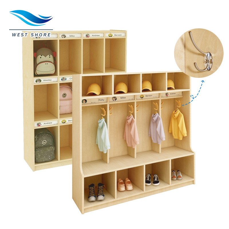 Montessori Wooden Kindergarten Locker Cubbies Daycare