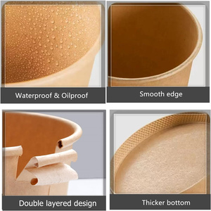 Récipients alimentaires en papier brun bols à soupe chauds tasses à emporter jetables avec couvercles pour Thanksgiving coffre-fort au micro-ondes - Product Image 2