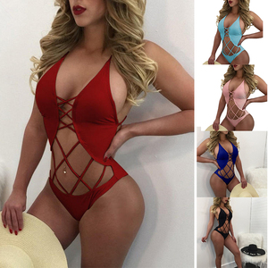 บิกินีสองชิ้นเปิดหลังพิมพ์ลายสไตล์แอฟริกันชุดว่ายน้ำจีสตริงบางพิเศษชุดว่ายน้ำชิ้นเดียวสีพื้นสำหรับผู้หญิง - Product Image 2