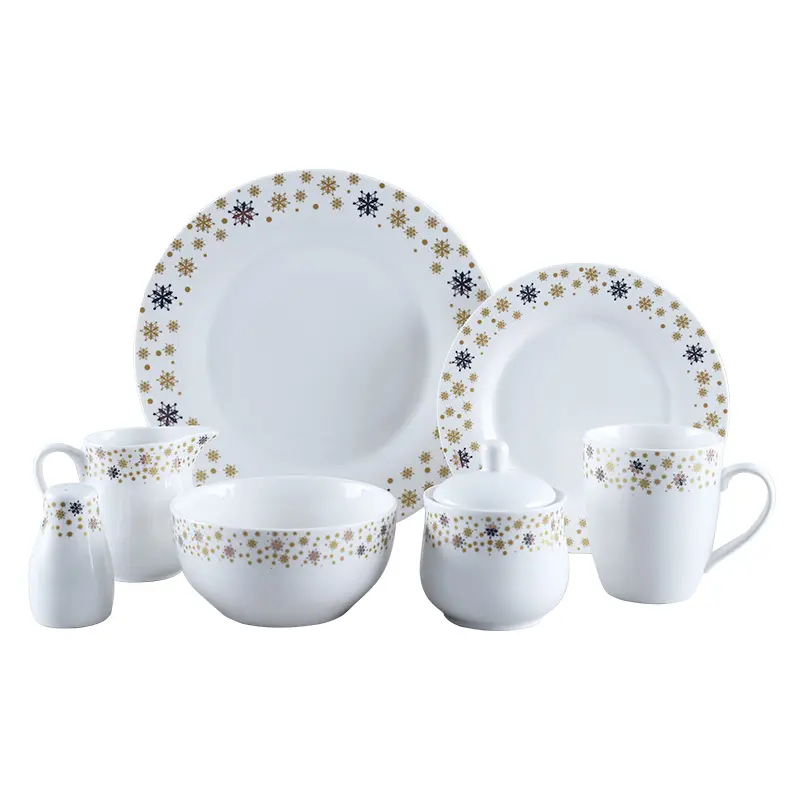 Factory Supply Dinner Set Opal Glassware Table Wares Recommend Luxury White Porcelain Dinnerware