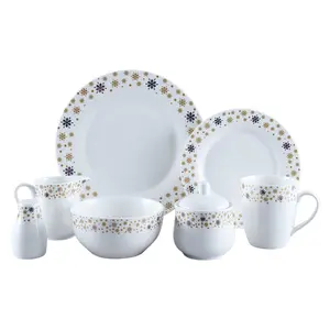 Factory Supply Dinner Set Opal Glassware Table Wares Recommend Luxury White Porcelain Dinnerware