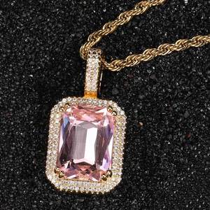 SSeeSY Fashion jewelry popolare ruby squire colorato iced out big diamond zircone collana con ciondolo in pietra preziosa per uomo - Product Image 5