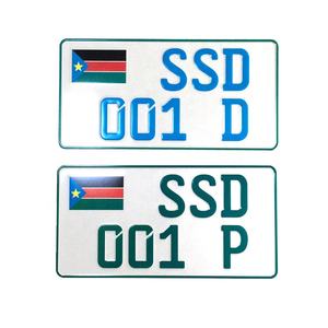 Placa de matrícula de aluminio para coche, OEM, alta calidad, en relieve, para parte delantera y trasera de Sudan del Sur - Product Image 4