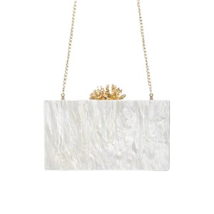 Women Tortoiseshell Acrylic Box Clutch Purse Hard Case Evening Handbag with <b>Gold</b> Coral Shape <b>for</b> <b>Wedding</b> Cocktail Prom Party - Product Image 5