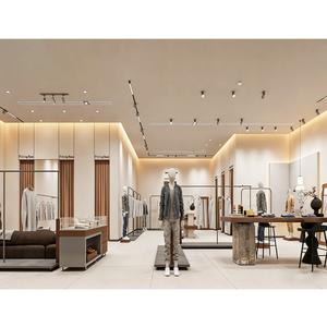 מתלה תצוגה לחנות בגדים, מעמד מתכת לבגדים, מדפי בגדים, נירוסטה יוקרתית בצבע כסף, מתלה בגדים תלוי לבוטיק - Product Image 1