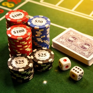 Set Poker Logo Kustom Profesional 14g Clay Composite 39mm Kelas Kasino Texas Hold'em 500pcs Dadu Keramik Kemasan Kotak Aluminium - Product Image 3